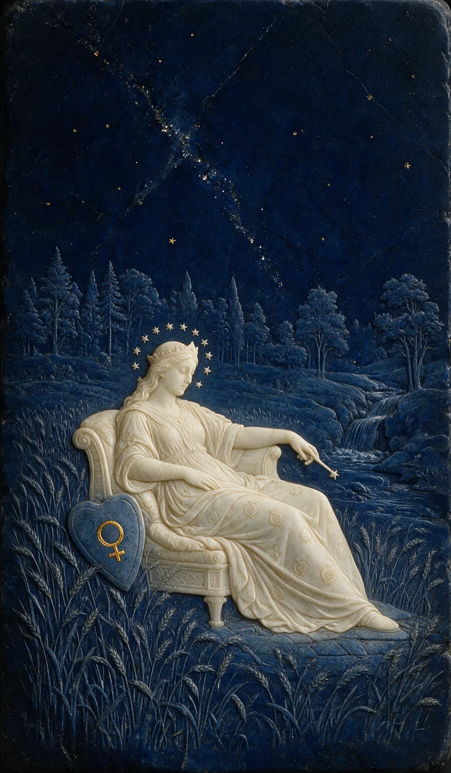 The Empress, from the Olivia Arcana deck: carved ivory on lapis lazuli