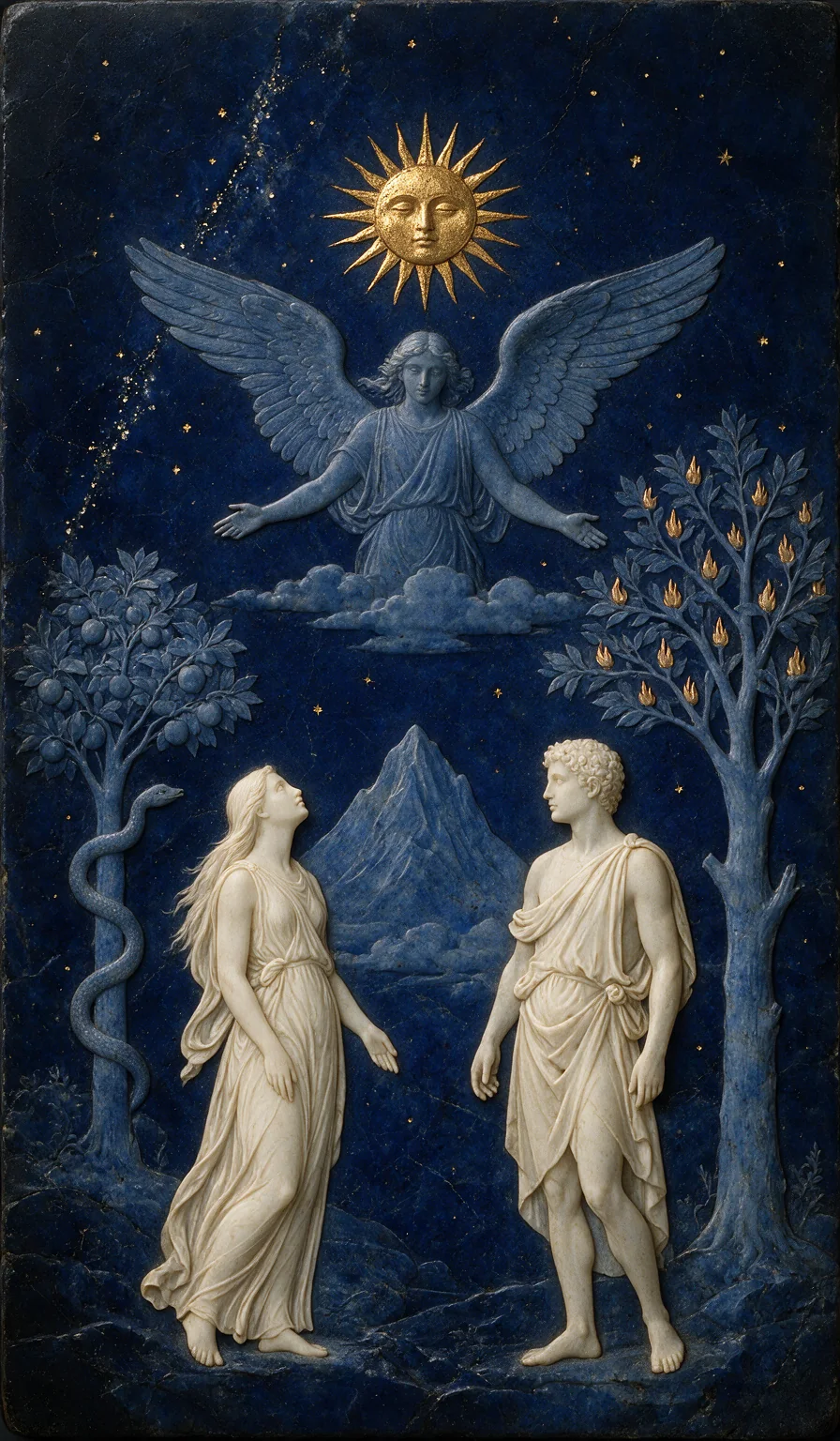 The Lovers, from the Olivia Arcana deck: carved ivory on lapis lazuli