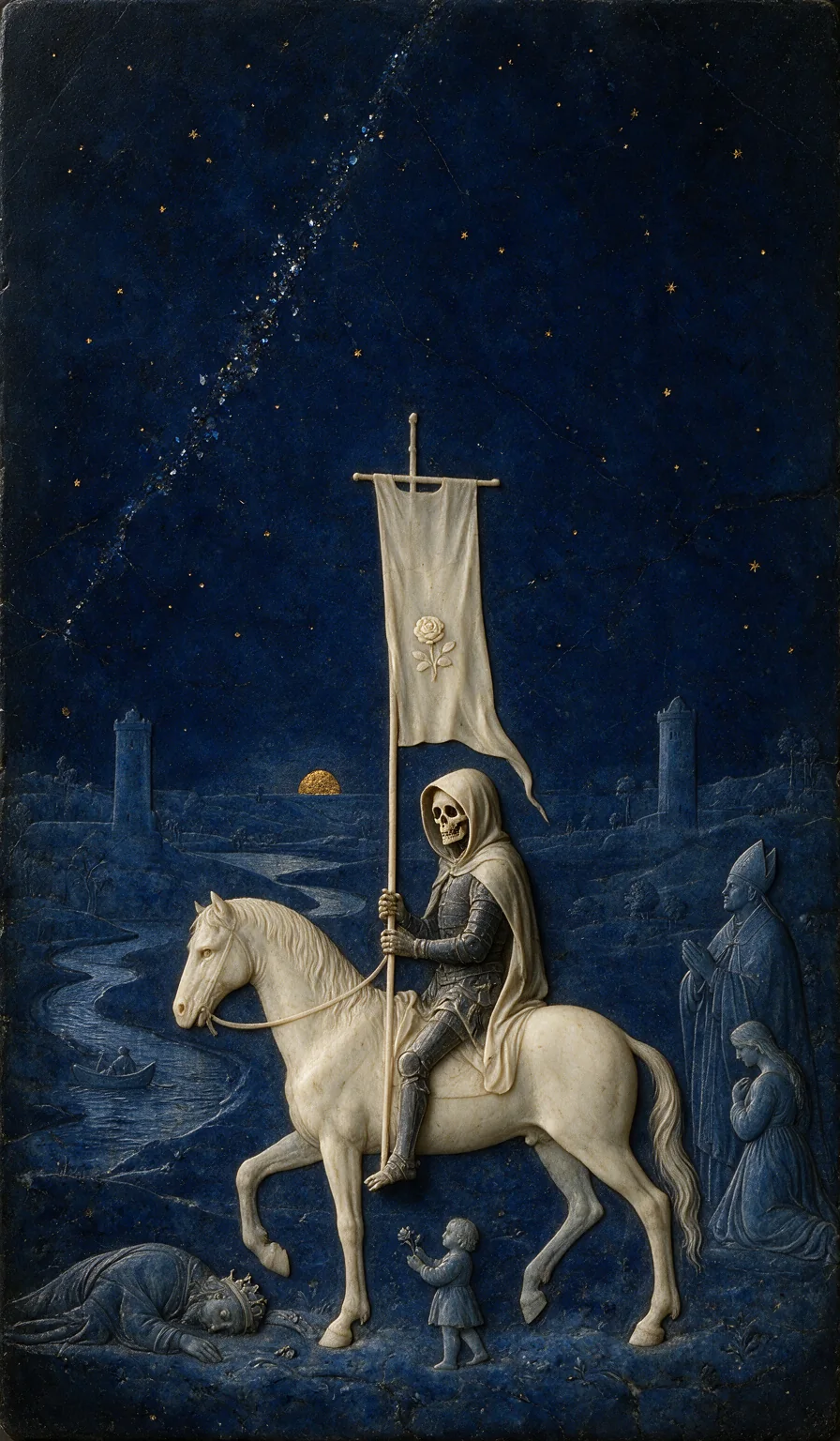 Death, from the Olivia Arcana deck: carved ivory on lapis lazuli