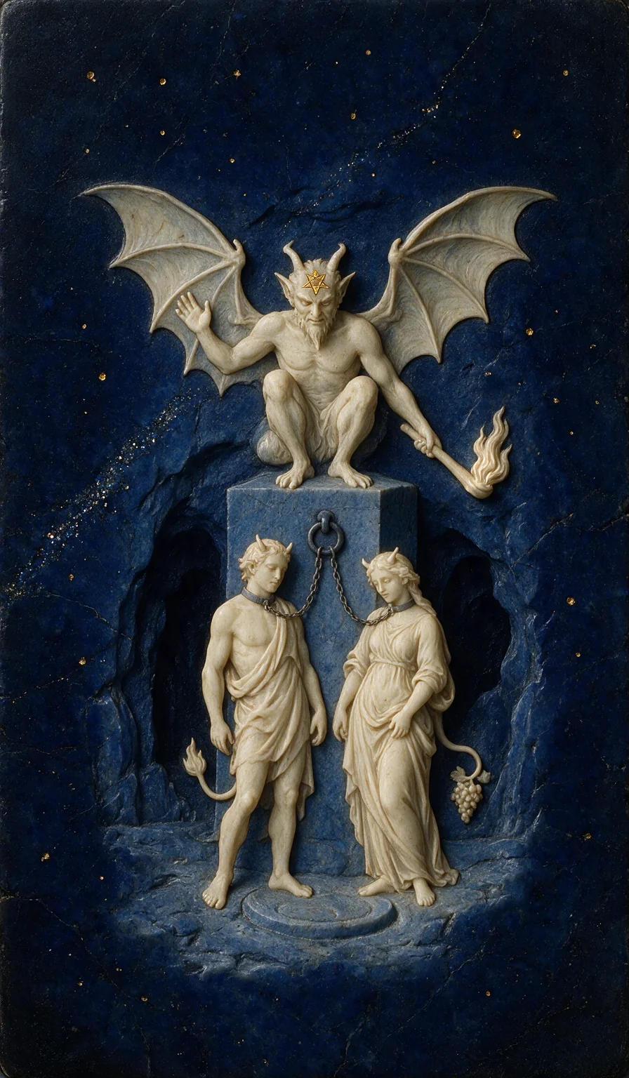 The Devil, from the Olivia Arcana deck: carved ivory on lapis lazuli